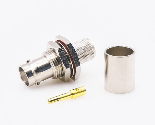 BNC連接器前鎖穿墻防水直式母頭接線(xiàn)壓接用于lmr400接線(xiàn)